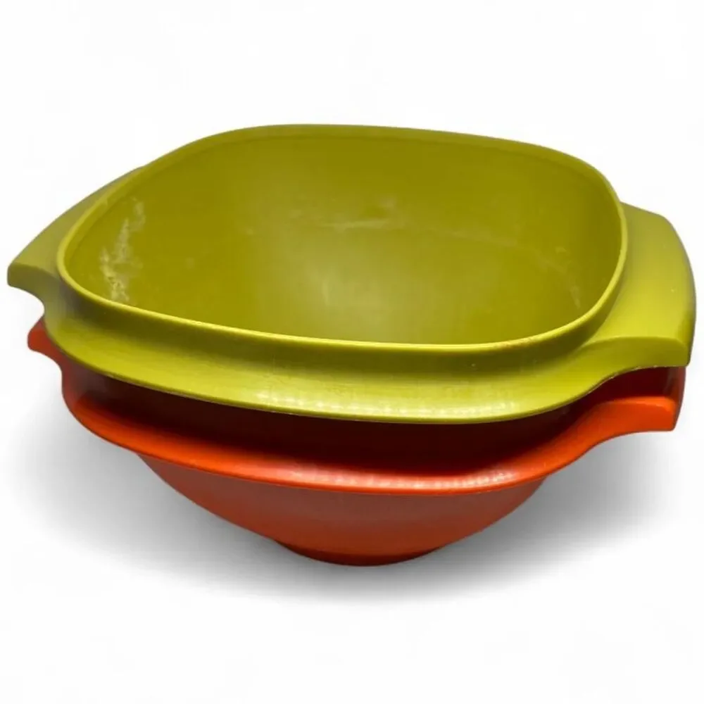 Vintage Tupperware 840 Nesting Bowls Set Avocado Green Orange Retro 1970s
